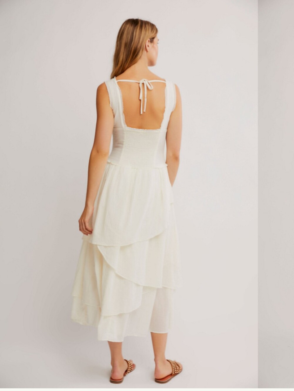 Romantic 100% Cotton Free People In My Dreams White Tiered Maxi Dress - Picture 2 of 10